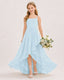 Dideyttawl Chiffon Junior Bridesmaid Dress with High-Low Ruffle Layers