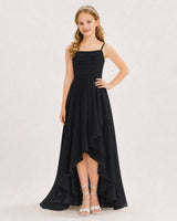 Black Chiffon A-line Junior Bridesmaid Dress Front View