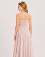 Blush Pink Chiffon A-line Junior Bridesmaid Dress Back View