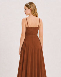 Dideyttawl Chiffon Junior Bridesmaid Dress with High-Low Ruffle Layers