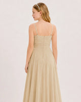 Champagne Chiffon A-line Junior Bridesmaid Dress Back View