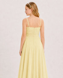 Dideyttawl Chiffon Junior Bridesmaid Dress with High-Low Ruffle Layers