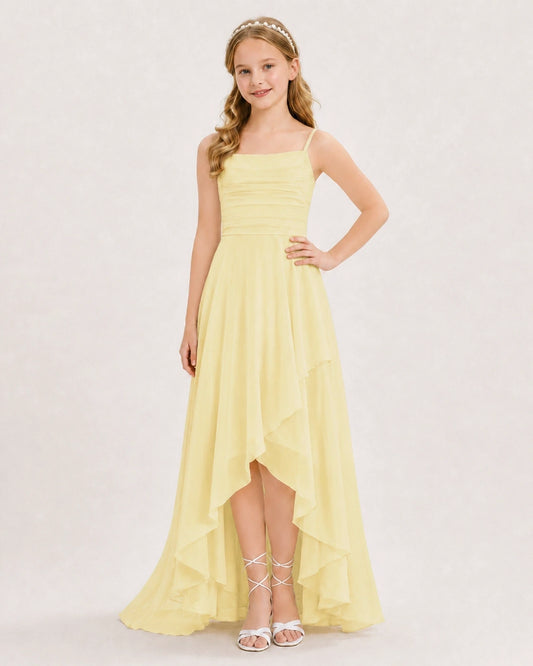 Daffodil Chiffon A-line Junior Bridesmaid Dress Front View