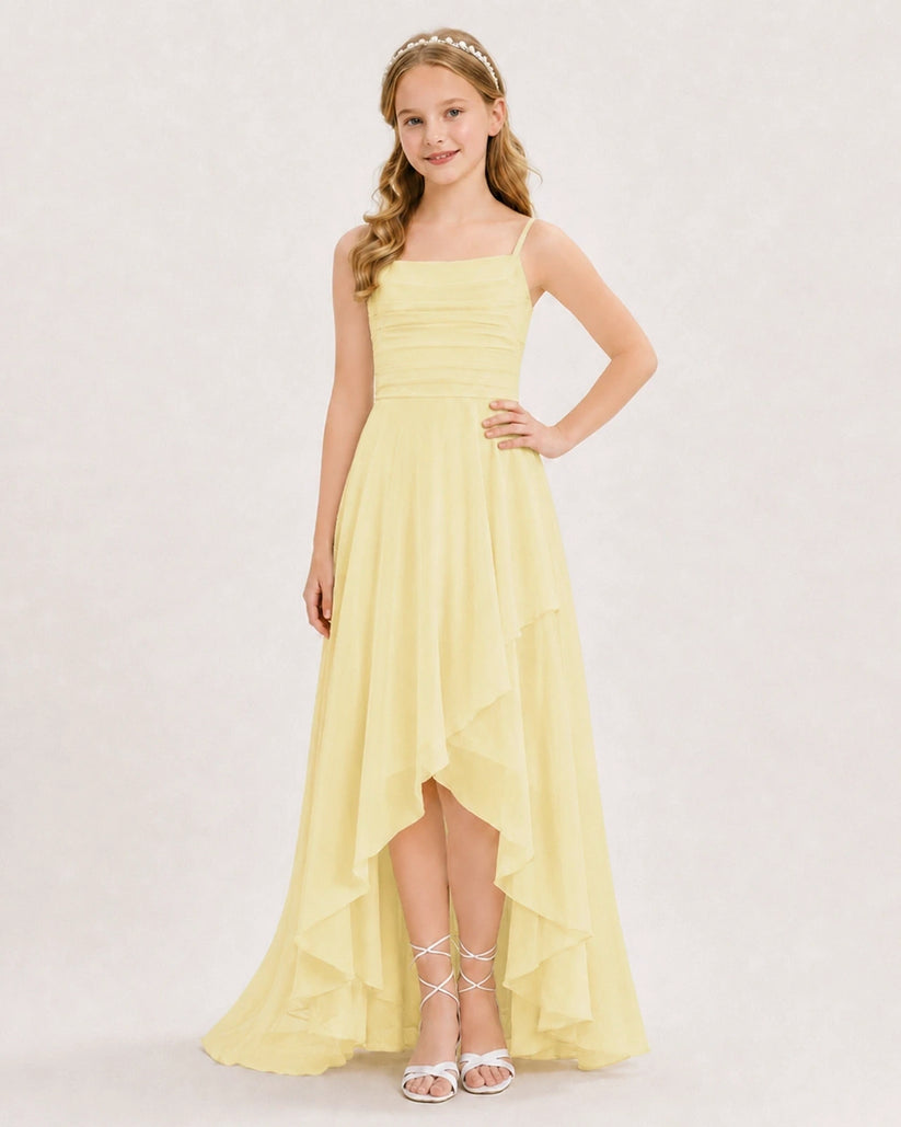 Daffodil Chiffon A-line Junior Bridesmaid Dress Front View