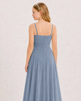 Dusty Blue Chiffon A-line Junior Bridesmaid Dress Back View