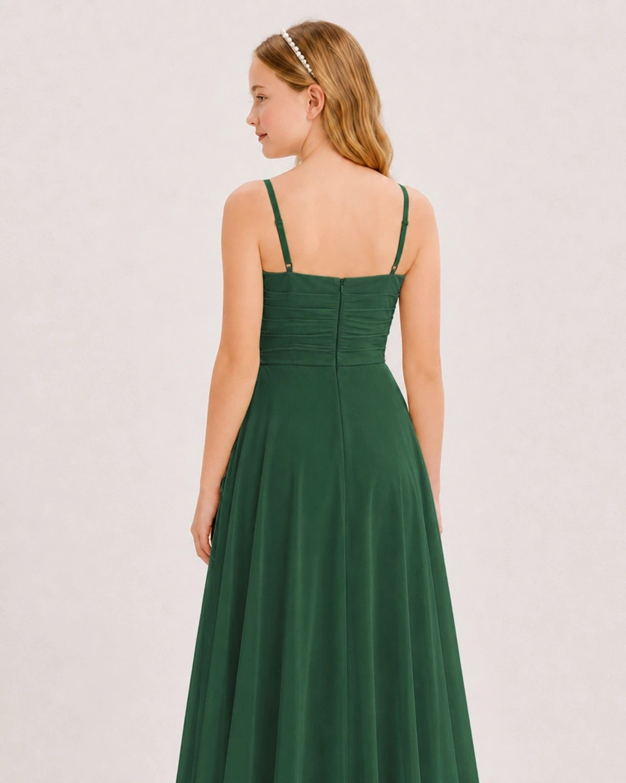 Dideyttawl Chiffon Junior Bridesmaid Dress with High-Low Ruffle Layers