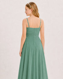 Dideyttawl Chiffon Junior Bridesmaid Dress with High-Low Ruffle Layers