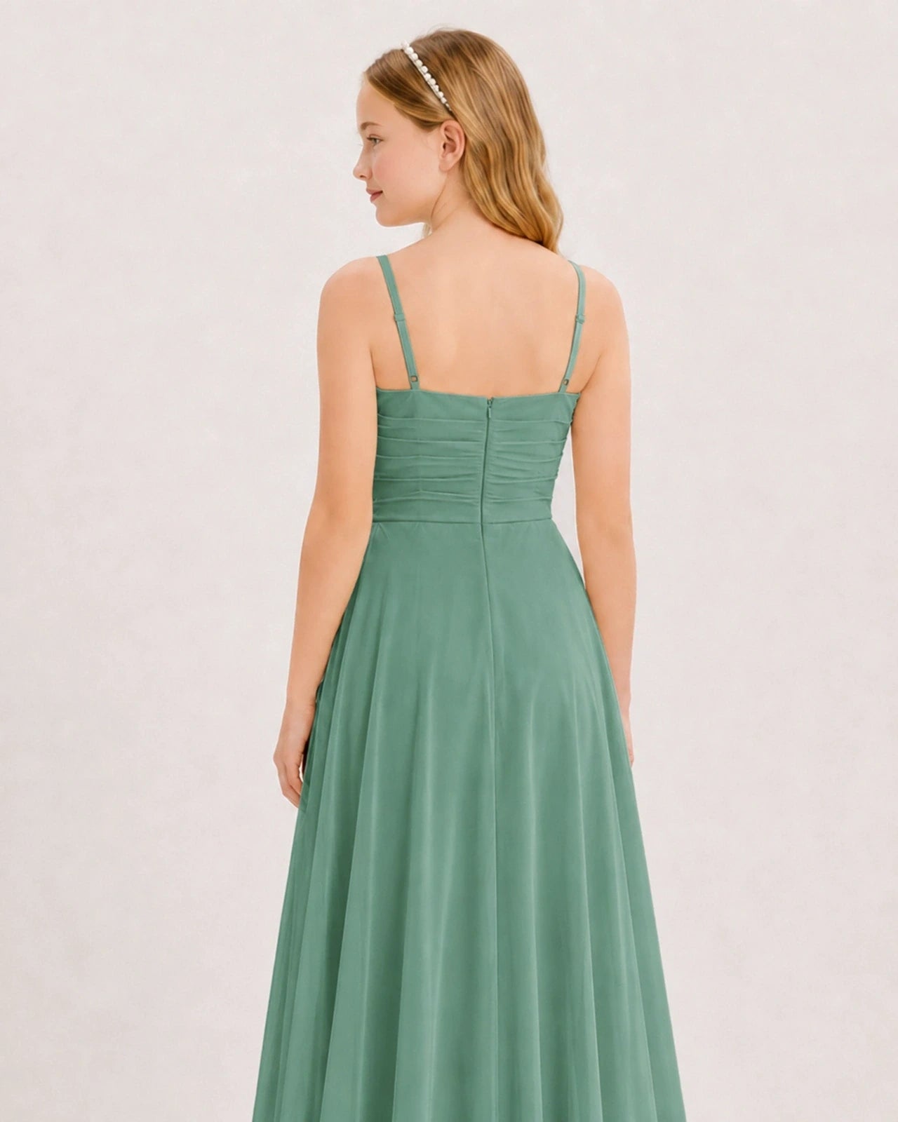 Dideyttawl Chiffon Junior Bridesmaid Dress with High-Low Ruffle Layers