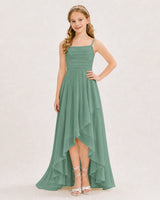 Eucalyptus Chiffon A-line Junior Bridesmaid Dress Front View