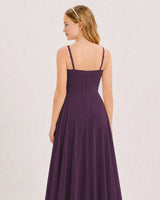 Grape Chiffon A-line Junior Bridesmaid Dress Back View