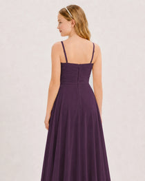Dideyttawl Chiffon Junior Bridesmaid Dress with High-Low Ruffle Layers
