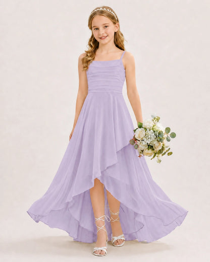 Lavender Chiffon A-line Junior Bridesmaid Dress Front View
