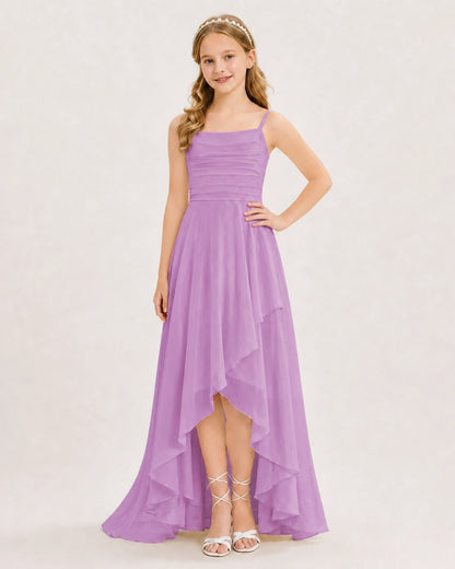 Lilac Chiffon A-line Junior Bridesmaid Dress Front View