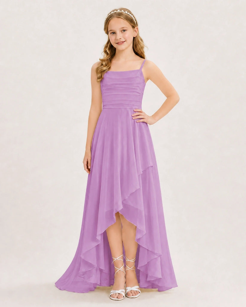 Lilac Chiffon A-line Junior Bridesmaid Dress Front View