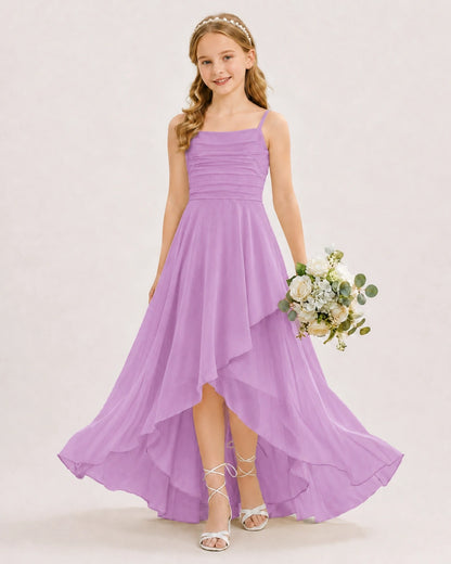 Lilac Chiffon A-line Junior Bridesmaid Dress Front View