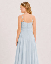 Dideyttawl Chiffon Junior Bridesmaid Dress with High-Low Ruffle Layers