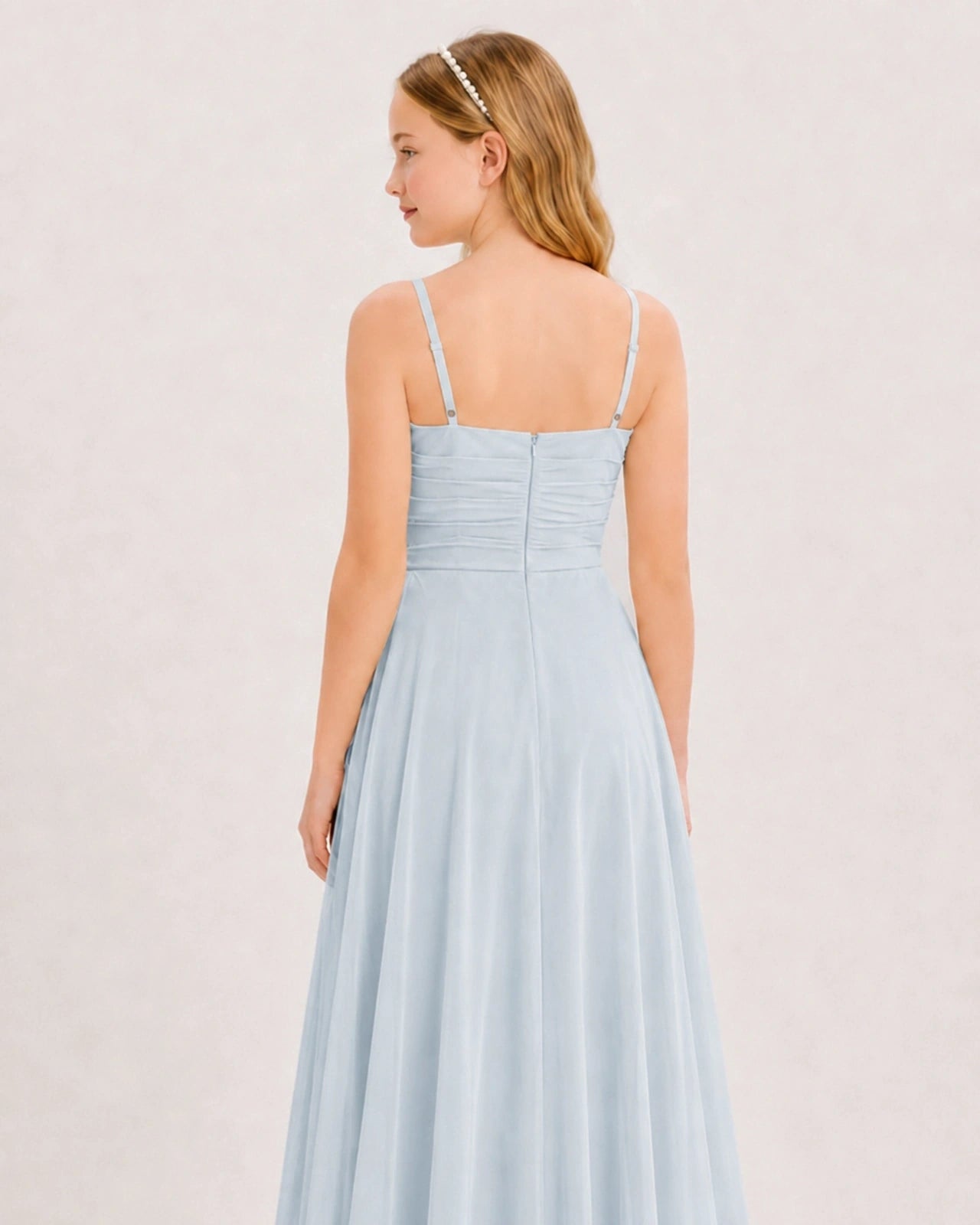 Dideyttawl Chiffon Junior Bridesmaid Dress with High-Low Ruffle Layers