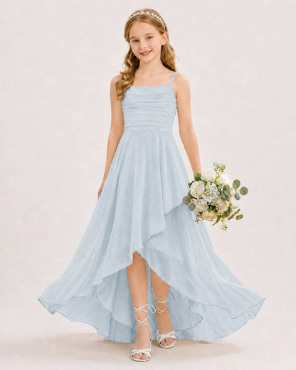 Mist Chiffon A-line Junior Bridesmaid Dress Front View