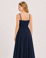Navy Blue Chiffon A-line Junior Bridesmaid Dress Back View