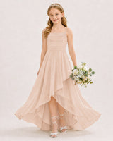 Peach Chiffon A-line Junior Bridesmaid Dress Front View