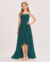 Peacock Chiffon A-line Junior Bridesmaid Dress Front View