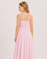 Pink Chiffon A-line Junior Bridesmaid Dress Back View