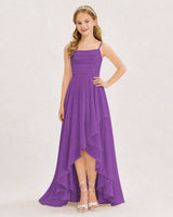 Purple Chiffon A-line Junior Bridesmaid Dress Front View