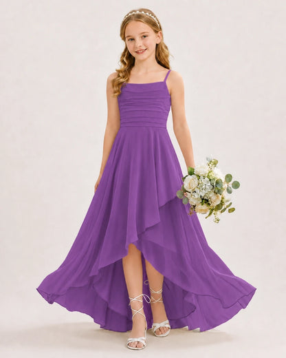 Purple Chiffon A-line Junior Bridesmaid Dress Front View