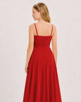 Red Chiffon A-line Junior Bridesmaid Dress Back View