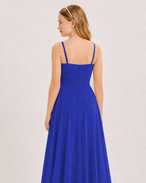 Dideyttawl Chiffon Junior Bridesmaid Dress with High-Low Ruffle Layers