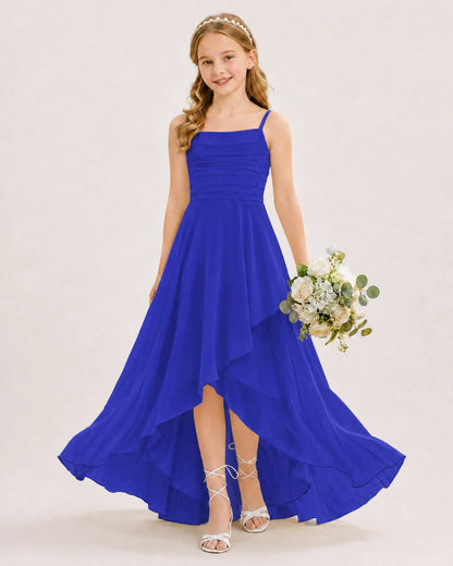 Royal Blue Chiffon A-line Junior Bridesmaid Dress Front View