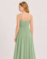 Sage Green Chiffon A-line Junior Bridesmaid Dress Back View