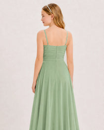 Dideyttawl Chiffon Junior Bridesmaid Dress with High-Low Ruffle Layers