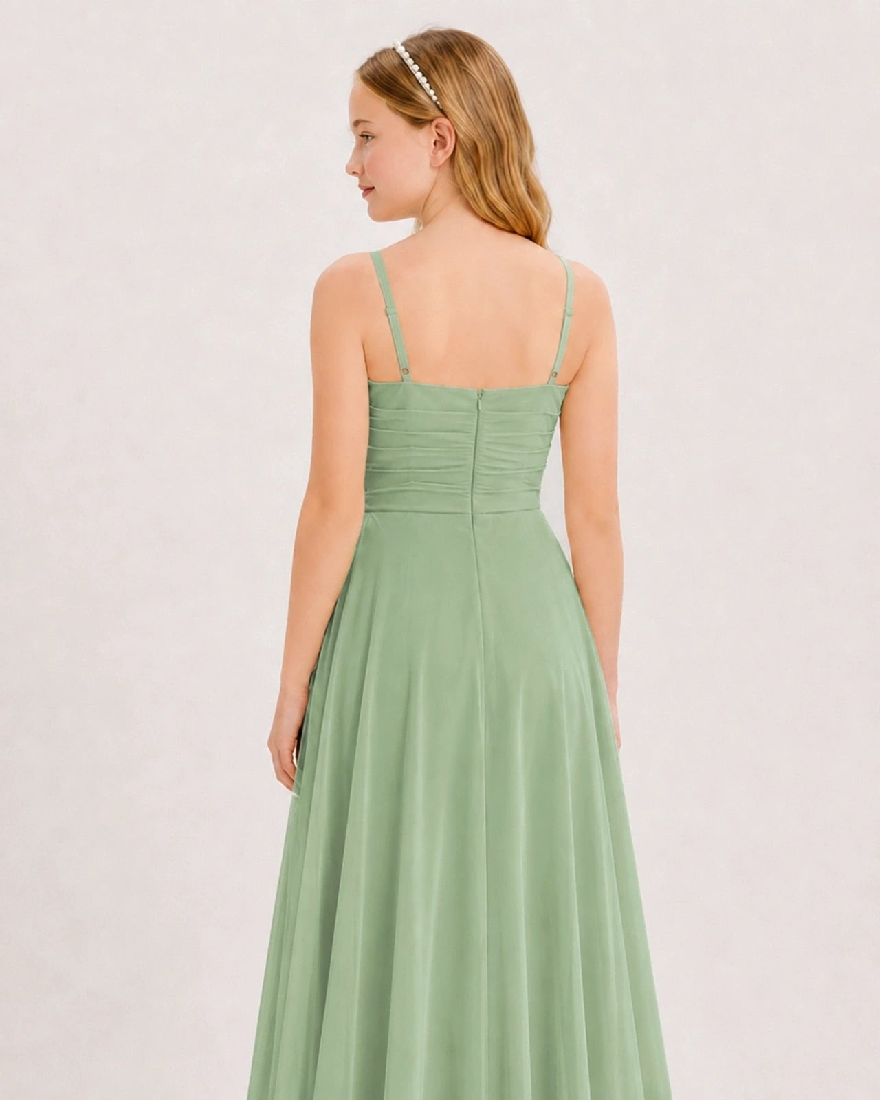 Dideyttawl Chiffon Junior Bridesmaid Dress with High-Low Ruffle Layers