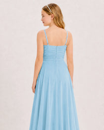 Dideyttawl Chiffon Junior Bridesmaid Dress with High-Low Ruffle Layers