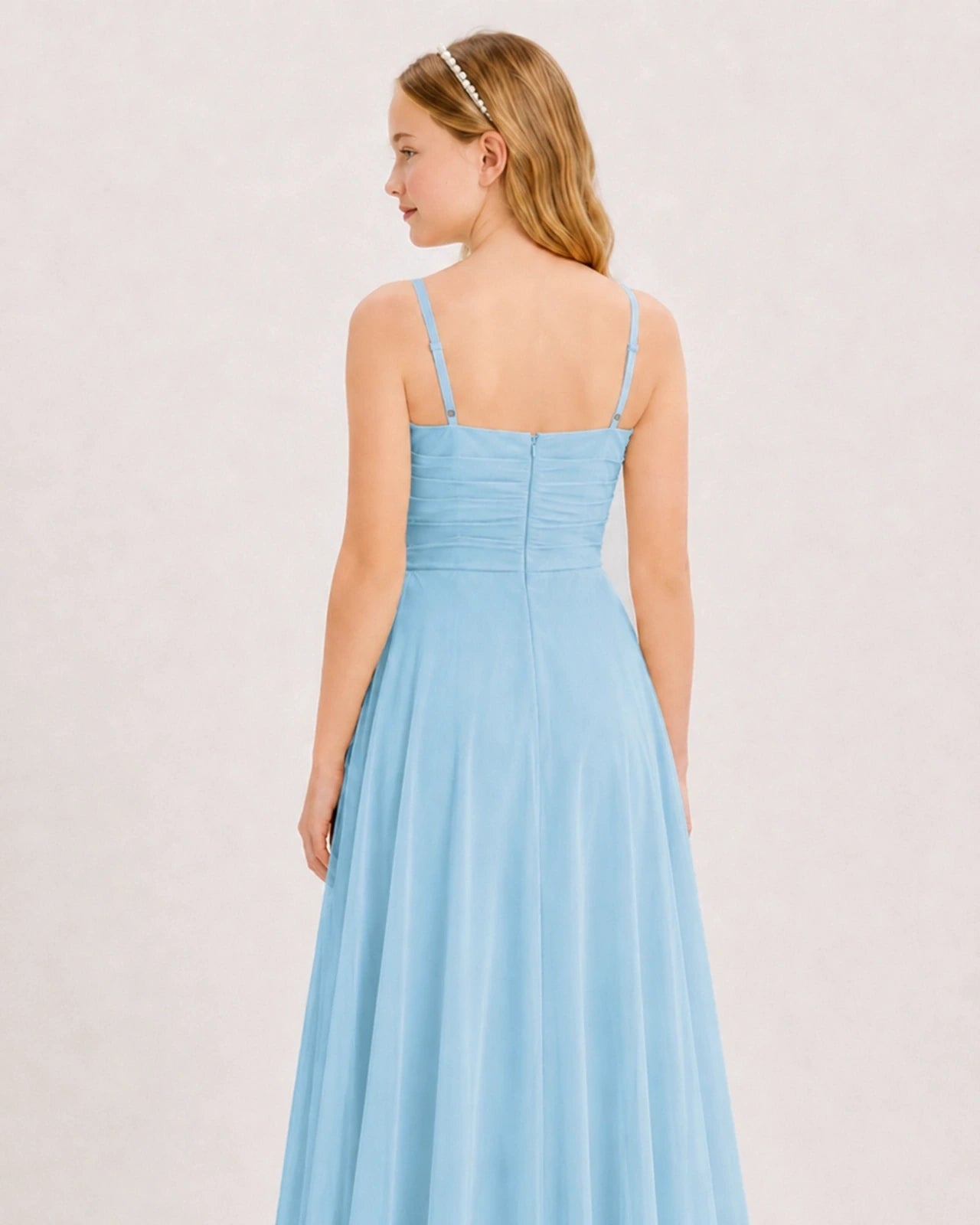 Dideyttawl Chiffon Junior Bridesmaid Dress with High-Low Ruffle Layers