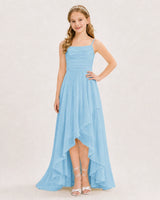 Sky Blue Chiffon A-line Junior Bridesmaid Dress Front View