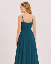 Dideyttawl Chiffon Junior Bridesmaid Dress with High-Low Ruffle Layers