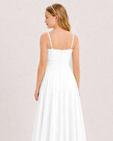 White Chiffon A-line Junior Bridesmaid Dress Back View