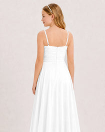 Dideyttawl Chiffon Junior Bridesmaid Dress with High-Low Ruffle Layers