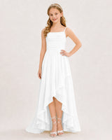 White Chiffon A-line Junior Bridesmaid Dress Front View
