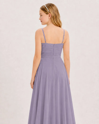 Wisteria Chiffon A-line Junior Bridesmaid Dress Back View