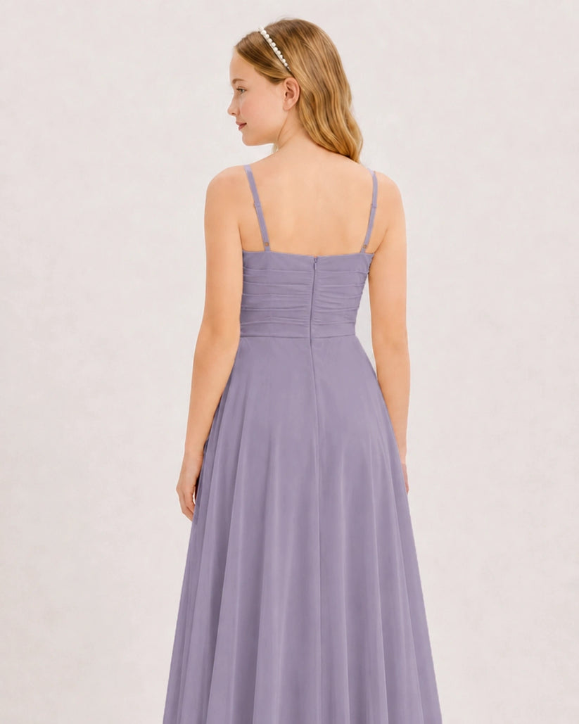 Wisteria Chiffon A-line Junior Bridesmaid Dress Back View