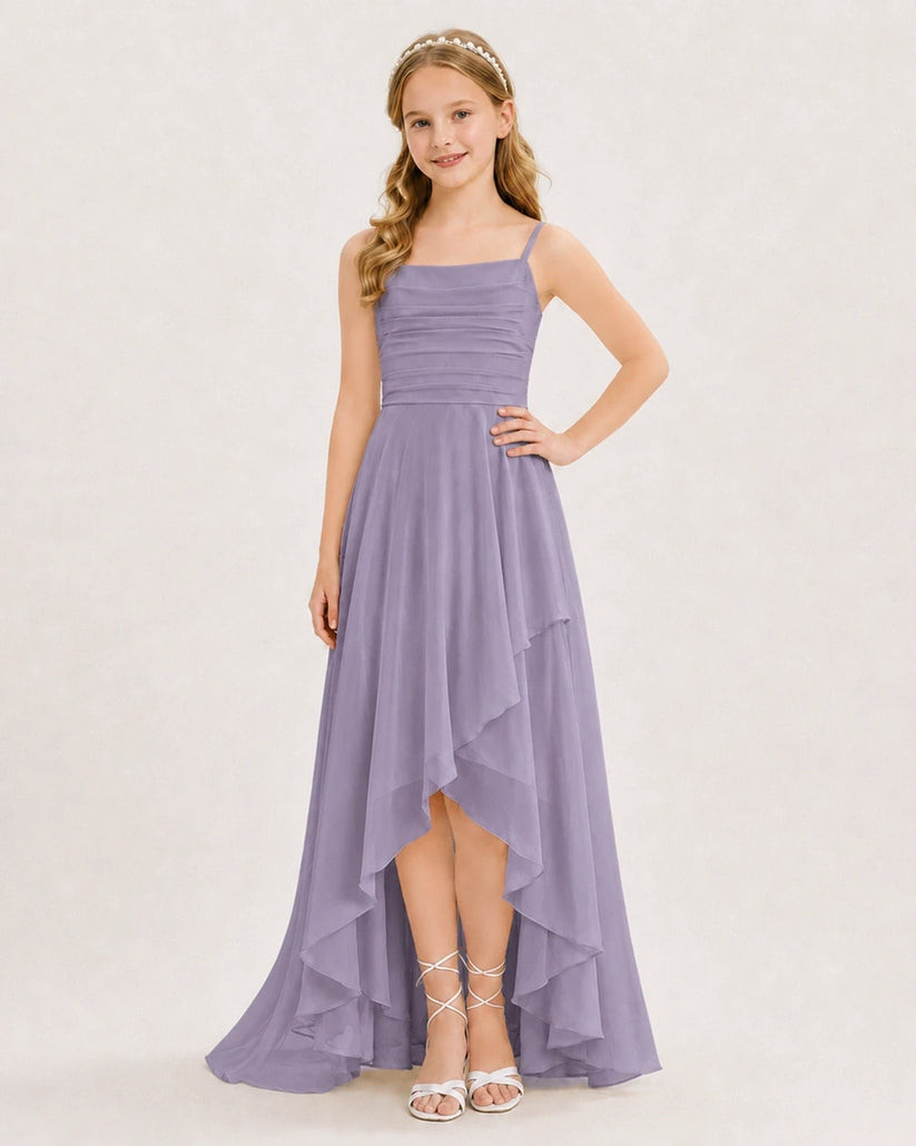 Wisteria Chiffon A-line Junior Bridesmaid Dress Front View