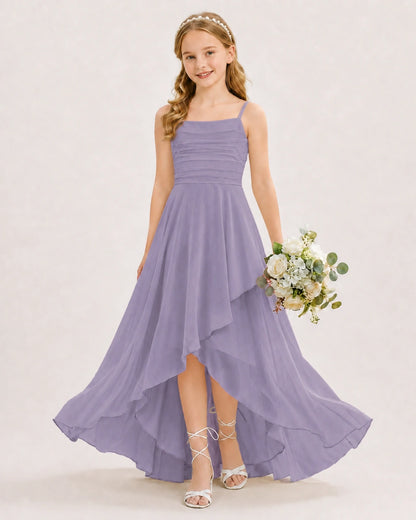 Wisteria Chiffon A-line Junior Bridesmaid Dress Front View