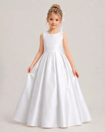 White  Flower Girls Dress