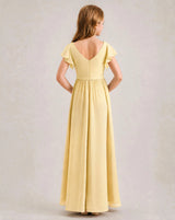 Daffodil Chiffon A-line Junior Bridesmaid Dress Back View