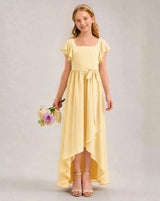 Daffodil Chiffon A-line Junior Bridesmaid Dress Front View