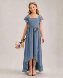 Dusty Blue Junior Bridesmaid Dresses