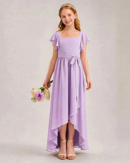 Lavender Chiffon A-line Junior Bridesmaid Dress Front View